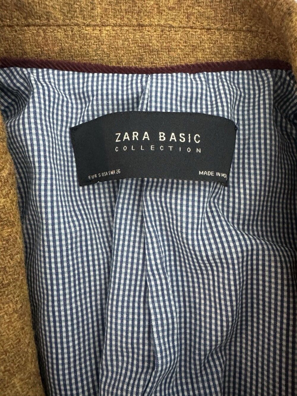 Zara Basic Women's Brown Wool Blazer Elbow Patches - Picture 3 of 5